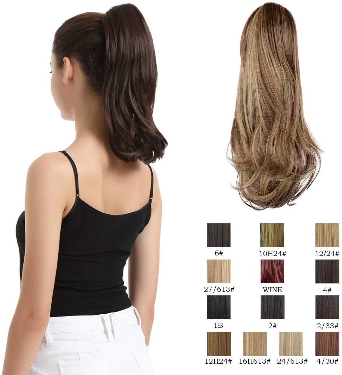 BARSDAR 14 Inches Clip in Ponytail Hair Extensions Short Wavy Synthetic Hair Piece for Women (10H24B# Golden Brown & Light Blonde) BARSDAR 14 Inches Clip in Ponytail Hair Extensions Short Wavy Synthetic Hair Piece for Women (10H24B# Golden Brown & Light Blonde)