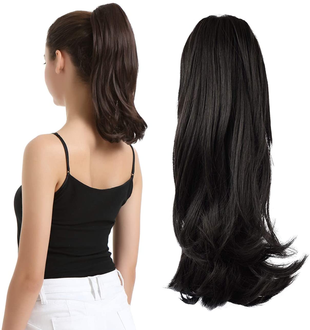 BARSDAR 14 Inches Clip in Ponytail Hair Extensions Short Wavy Synthetic Hair Piece for Women (2# Darkest Brown) BARSDAR 14 Inches Clip in Ponytail Hair Extensions Short Wavy Synthetic Hair Piece for Women (2# Darkest Brown)