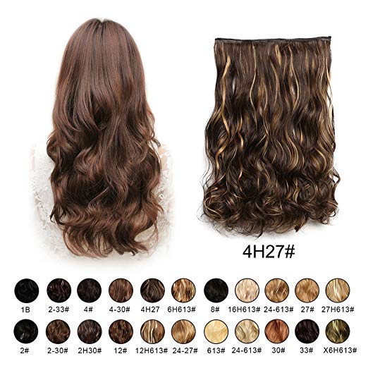 BARSDAR 20" Wavy 3/4 Full Head Clip in Synthetic Hair Extensions Long Curly Wave one piece 5 Clips Hairpieces for Women 130g(4H27# Dark Brown mix Strawberry Blonde Unevenly) BARSDAR 20" Wavy 3/4 Full Head Clip in Synthetic Hair Extensions Long Curly Wave one piece 5 Clips Hairpieces for Women 130g(4H27# Dark Brown mix Strawberry Blonde Unevenly)