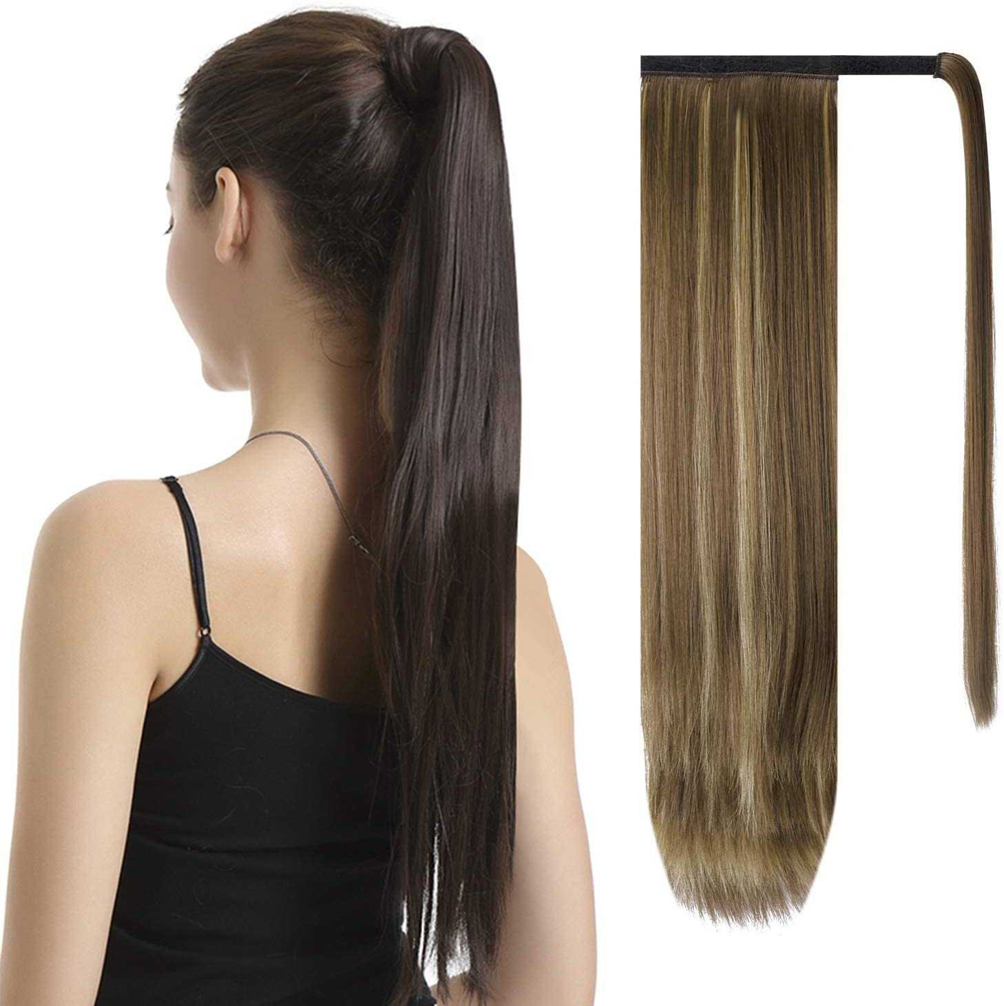 BARSDAR Ponytail Extension 26 Inch Long Straight Wrap Around Hair Piece for Women Synthetic Hair for Daily Use (86H10 Blonde & Medium Brown) BARSDAR Ponytail Extension 26 Inch Long Straight Wrap Around Hair Piece for Women Synthetic Hair for Daily Use (86H10 Blonde & Medium Brown)