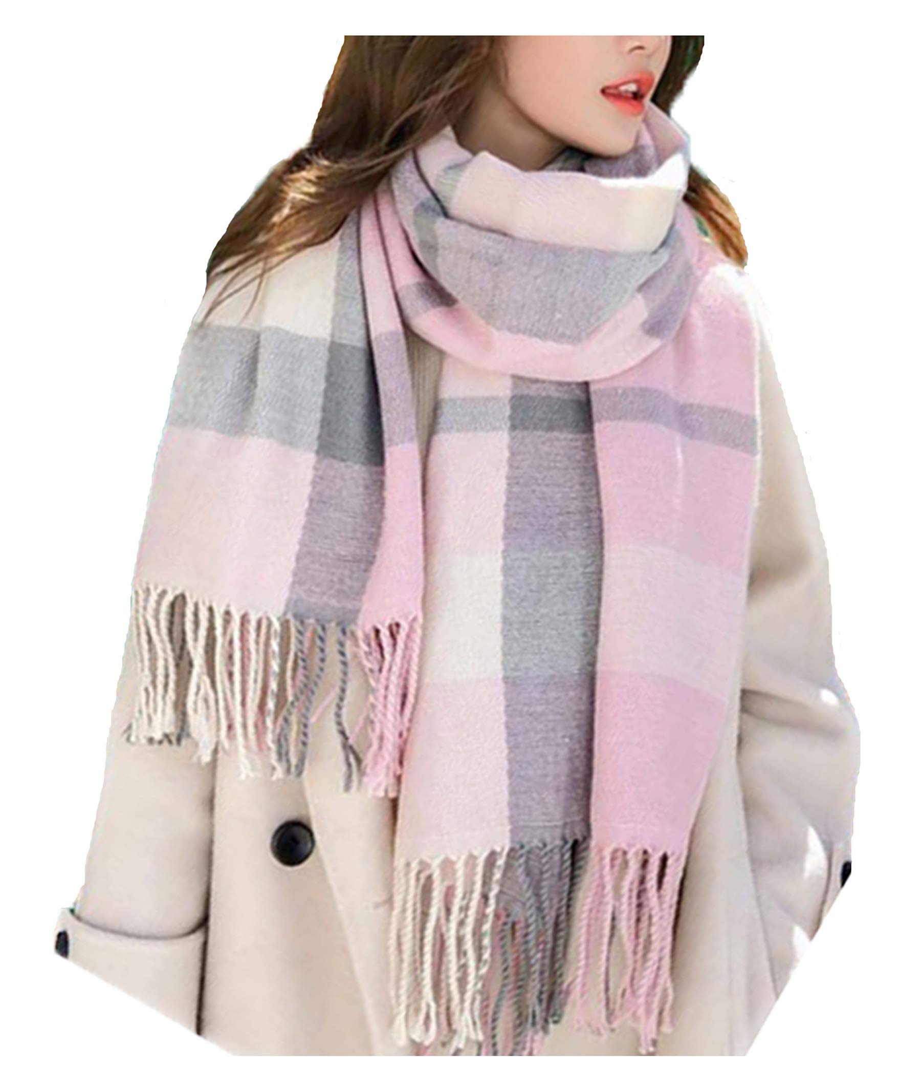 BARSDAR Agio Women's Fashion Scarves Long Shawl Winter Thick Warm Knit Large Plaid Scarf BARSDAR Agio Women's Fashion Scarves Long Shawl Winter Thick Warm Knit Large Plaid Scarf