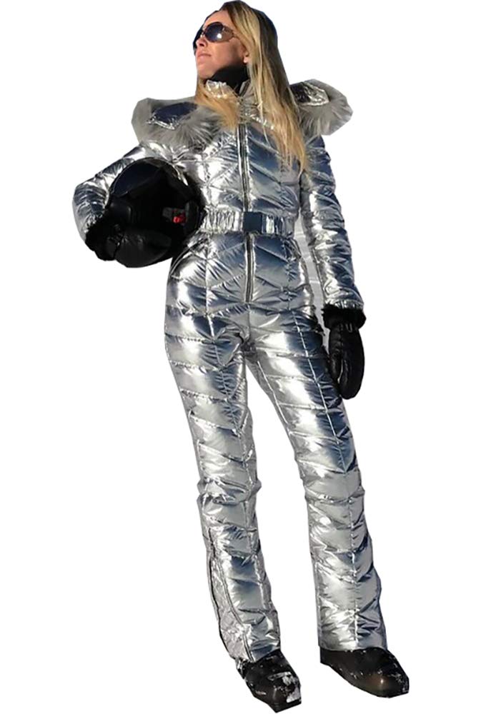 BARSDAR Women Winter Onesies Ski Suit Fur Collar coat Ski Jumpsuit Snowsuit