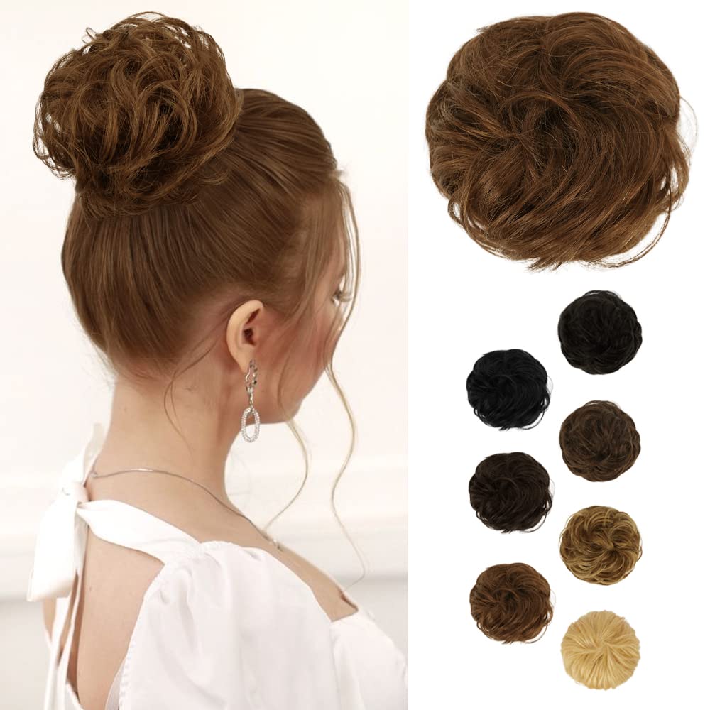 BARSDAR 100% Human Hair Bun, Real Hair Messy Bun Scrunchies Human Hair Rose Bun Extensions Curly Brown Hair Bun Hair Piece for Women Tousled Updo Chignons Daily (32g,Medium Chestnut Brown) BARSDAR 100% Human Hair Bun, Real Hair Messy Bun Scrunchies Human Hair Rose Bun Extensions Curly Brown Hair Bun Hair Piece for Women Tousled Updo Chignons Daily (32g,Medium Chestnut Brown)