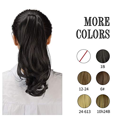 BARSDAR 15" Ponytail Hair Extension Clip in/on Ponytail Curly Synthetic Claw Extension Hairpiece for Women(Light Blonde mix Bleach Blonde Evenly)