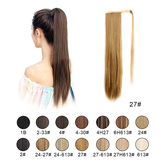 BARSDAR 26" Long Straight Ponytail Extension Wrap Around Strawberry Blonde Synthetic Hair Extensions One Piece Hairpiece Pony Tail Extension for Women Lady Girl (Long Ponytail Extensions 27#) BARSDAR 26" Long Straight Ponytail Extension Wrap Around Strawberry Blonde Synthetic Hair Extensions One Piece Hairpiece Pony Tail Extension for Women Lady Girl (Long Ponytail Extensions 27#)