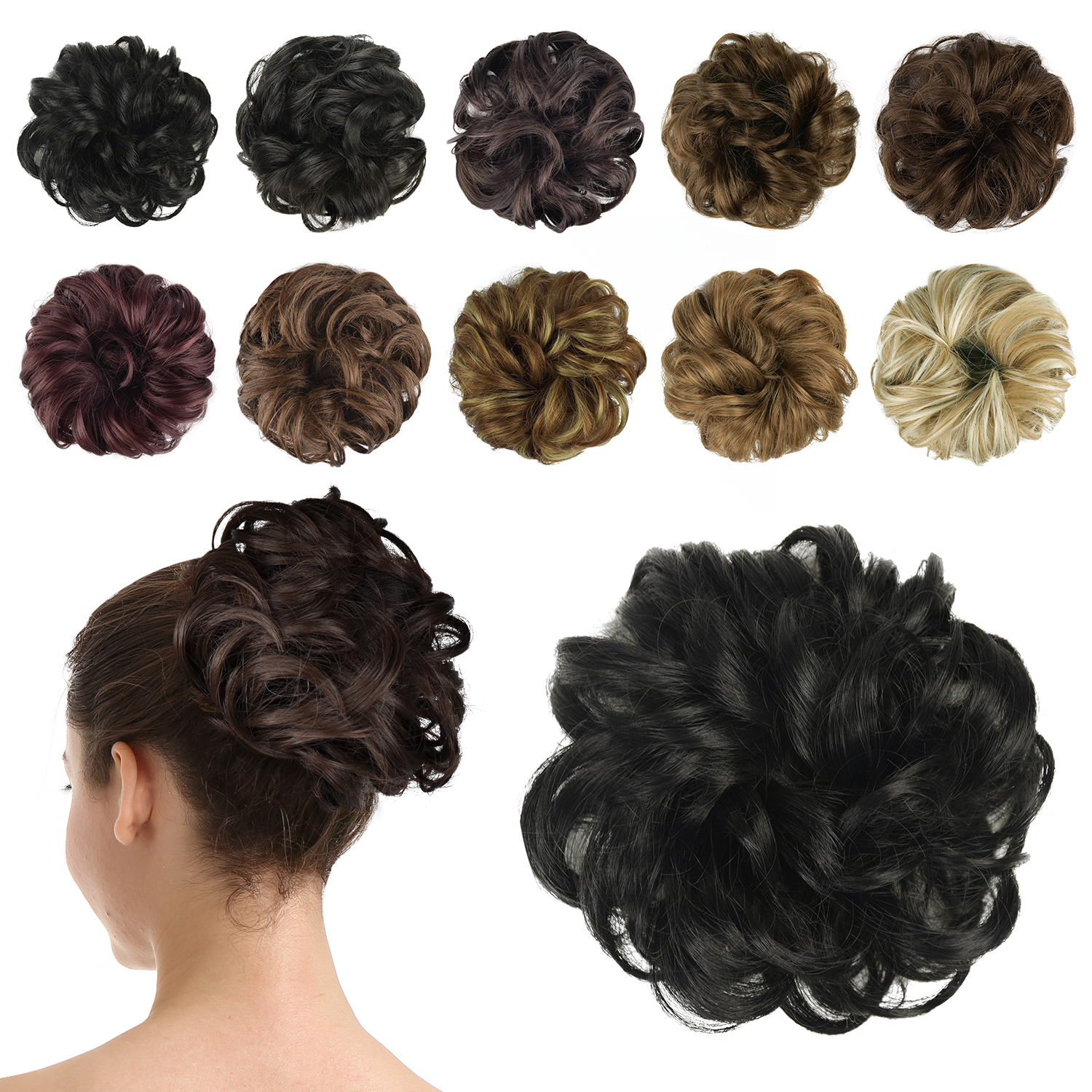 BARSDAR Synthetic Hair Bun Extensions Hairpiece Messy Hair Scrunchies for Women Updo ponytail Extensions - A01 Jet Black Scrunchie BARSDAR Synthetic Hair Bun Extensions Hairpiece Messy Hair Scrunchies for Women Updo ponytail Extensions - A01 Jet Black Scrunchie
