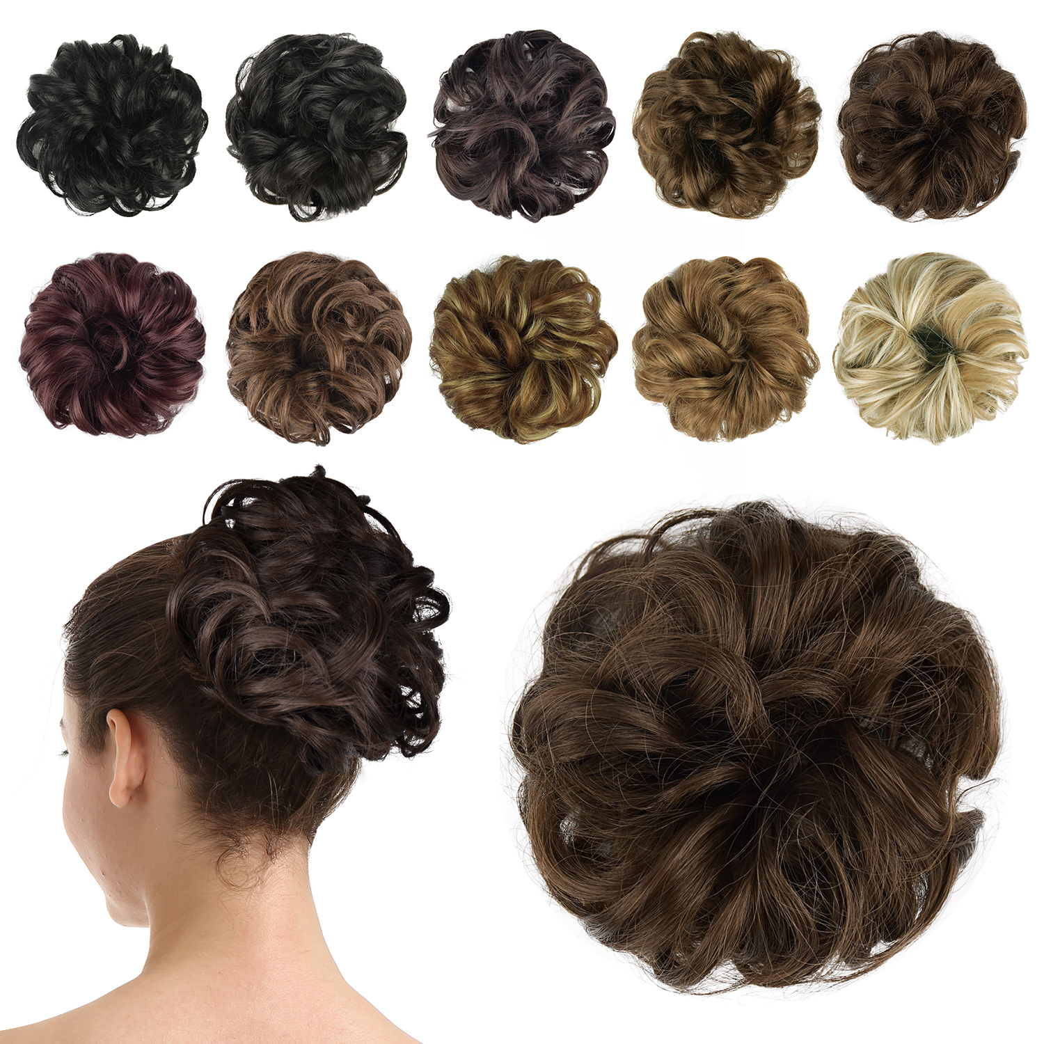 BARSDAR Messy Hair Scrunchies Hair Bun Extensions Hairpiece for Women Updo ponytail Extensions Scrunchie Hair Piece Hair Accessories - A06 Medium Chestnut Brown Scrunchie Hairpiece BARSDAR Messy Hair Scrunchies Hair Bun Extensions Hairpiece for Women Updo ponytail Extensions Scrunchie Hair Piece Hair Accessories - A06 Medium Chestnut Brown Scrunchie Hairpiece